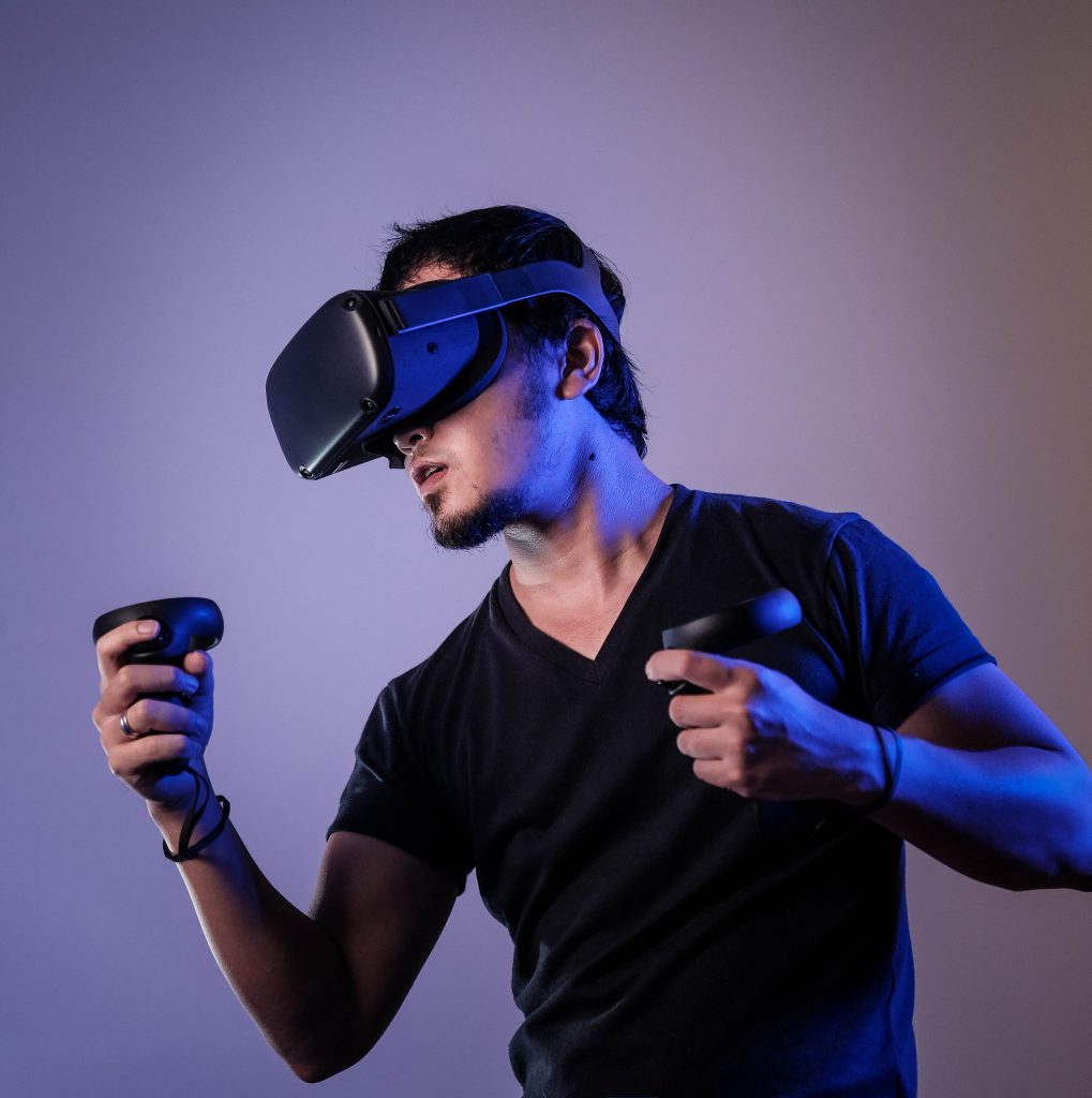 man with VR headset on